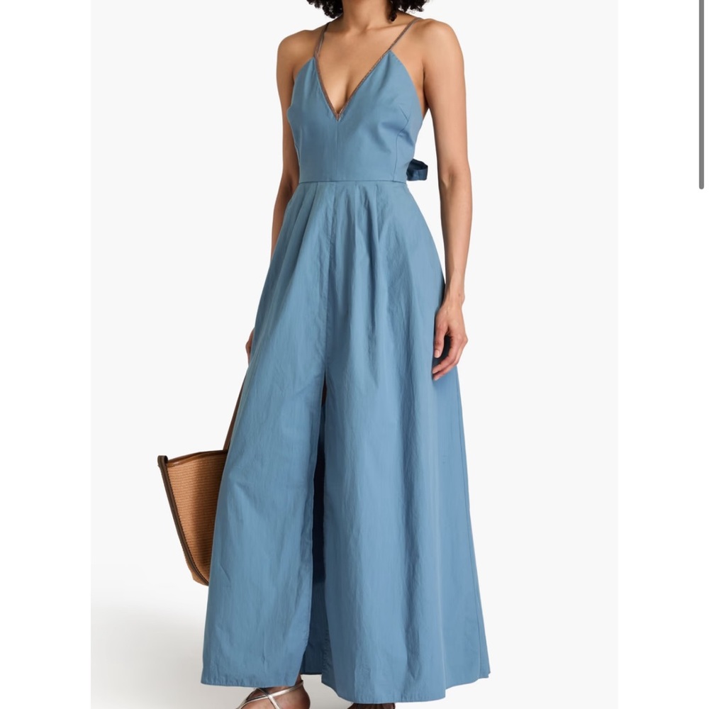 Brunello Cucinelli Blue monili poplin maxi dress M